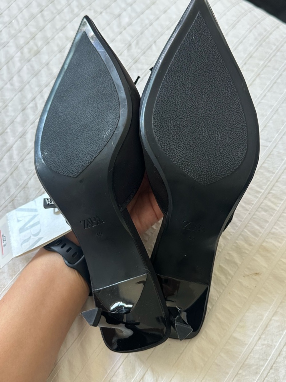 NWT Zara Black Satin Mules - Picture 5 of 5